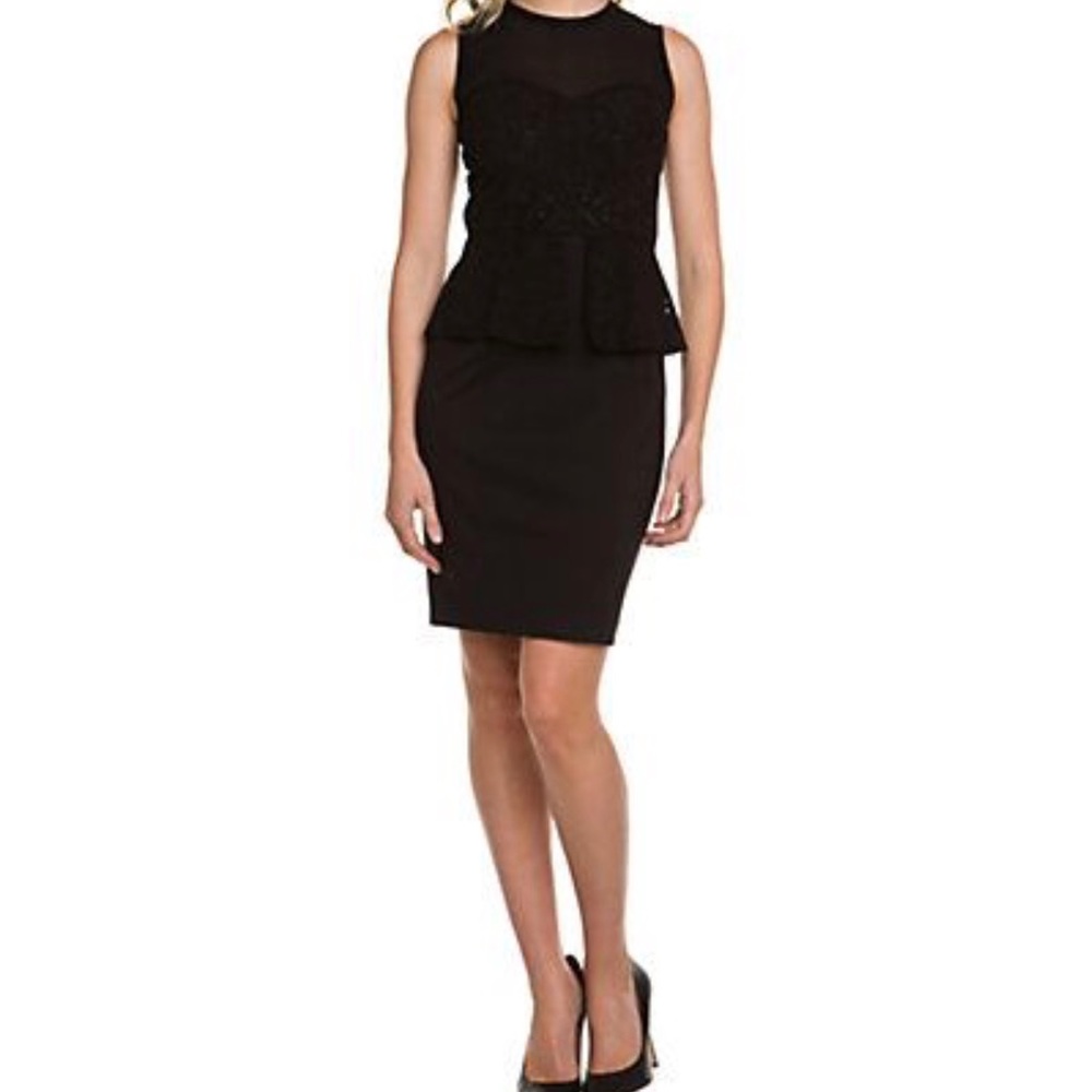 New Elie Tahari "Aviva" Suede Peplum Dress